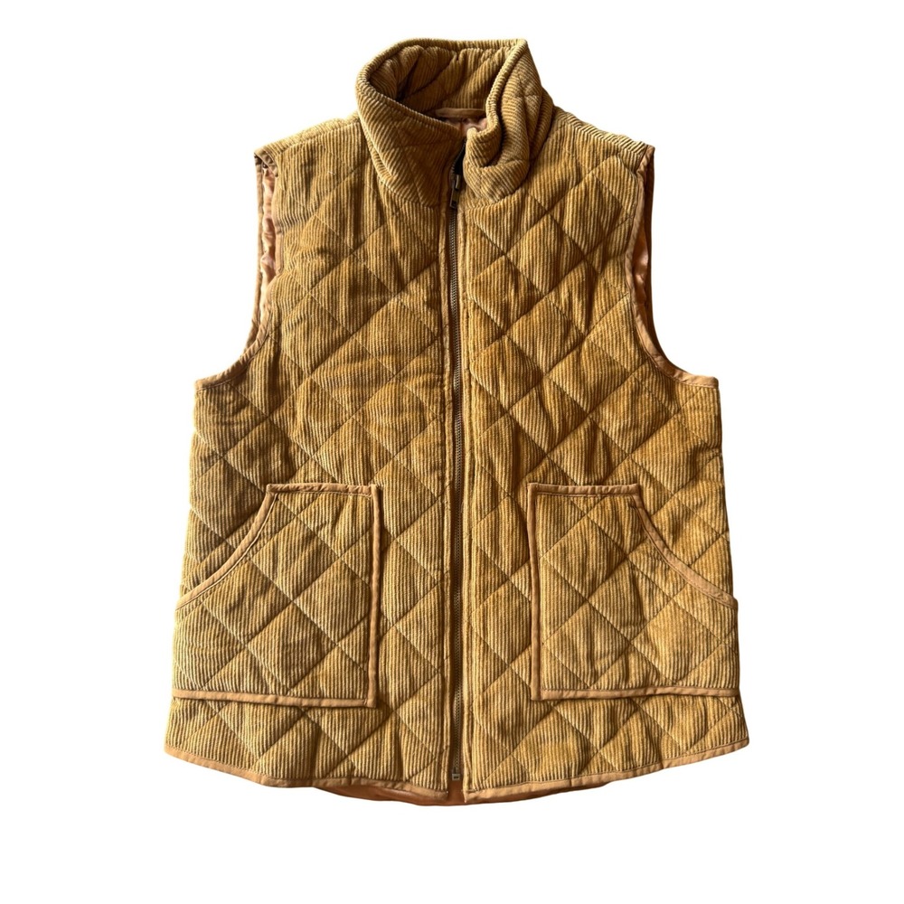 Wishlist Corduroy Quilted Zip Vest Jacket Small New Caramel Sleeveless Fall Boho